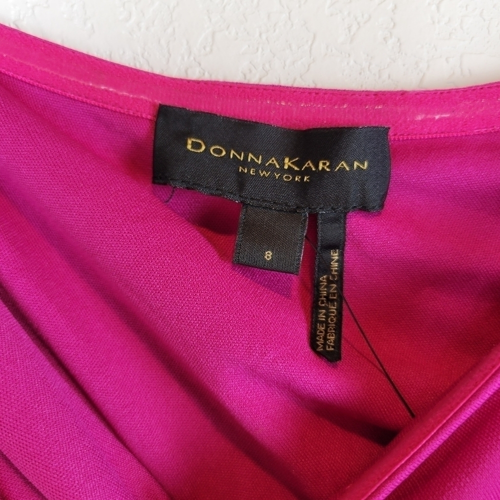 NWT Donna Karan Asymmetrical Long Sleeve Social Gown in Pink Size 8 - Picture 9 of 13